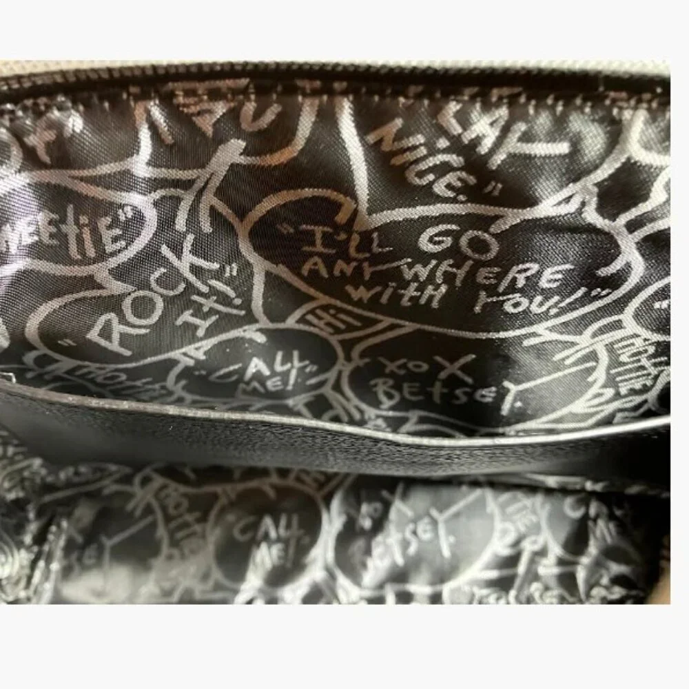 Betsey Johnson T-Bottom Pouch and Charging Crossbody Wristlet, Micro USB Cable